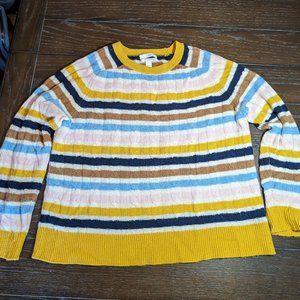 1901 Nordstrom 100% Cashmere cable knit striped sweater size XL EUC